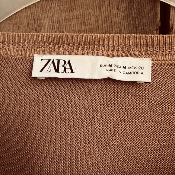 ZARA Knit Soft Sweater Camel Crew Neck Pullover JUMPER Raglan Long Sleeves M - Picture 2 of 12